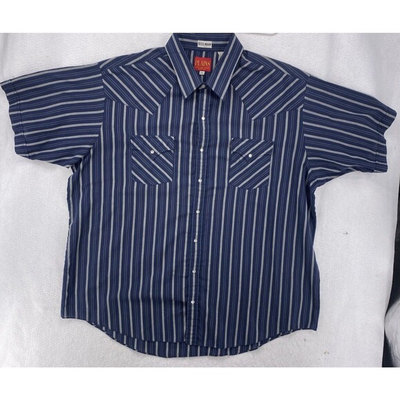 Plains WEstern Wear Other - Plains Western Wear Shirt 2XL Big Man Black Striped Pearl Snap Cowboy Rockabilly